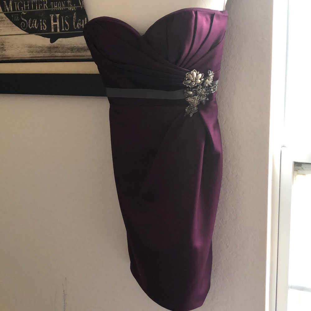 Purple Satin Cocktail Dress